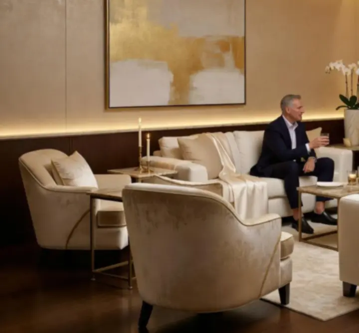 Privátní lounge s elegantním posezením v Kralo View