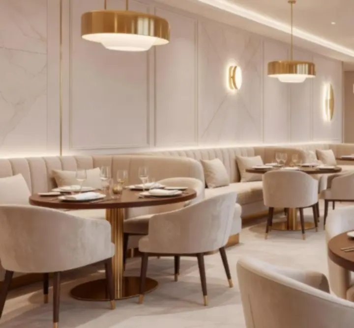 Elegantní interiér restaurace Kralo View s jemným kasinovým nádechem